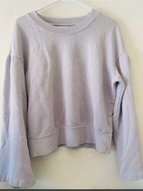 Madewell Cropped Bell-Sleeve Lavender Sweatshirt